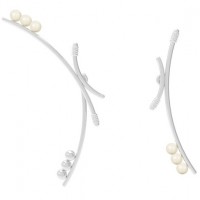 Dove Asymmetrical Earrings - silver & ivory Swarovski pearls／Prabal Gurung × VOJD Studios