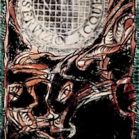《ローマの網》　1989年　インク・アクリル絵具、拓本、キャンバスで裏打ちした紙　作家蔵
