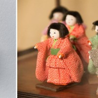 小宮先生の自宅に飾られていた、江戸小紋の人形たち