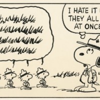 謎の鳥ウッドストックと仲間たち「ピーナッツ原画」(部分)1982年7月25日