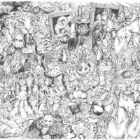 The Baby Shower Story誕生祝賀会に全員集合 / The Birthday Celebration: Gathering of All, 2003Pencil on paper,  515×730mm