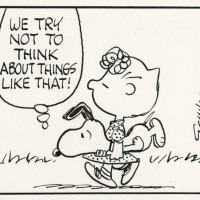 サリーとスヌーピー「ピーナッツ」原画(部分)1974年8月10日