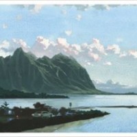 Louis Vuitton Travel Book Hawaii, illustre par Esad Ribic, 2017: Kane' ohe Bay with Chinaman' s Hat Island.