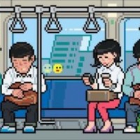 Louis Vuitton Travel Book Tokyo, illustre par Eboy, 2017: subway commuterst.