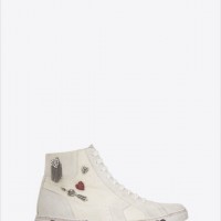 JOE PIN’S MID TOP SNEAKER IN OFF WHITE SUEDE AND LEATHER WITH TAG “SMOKING FOREVER” ON SOLE.（12万円）