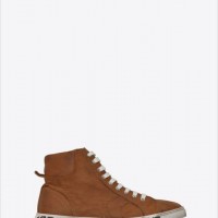 JOE MID TOP SNEAKER IN COGNAC LEATHER WITH TAG “1971 BAD LIEUTENANT”” ON SOLE.（12万円）