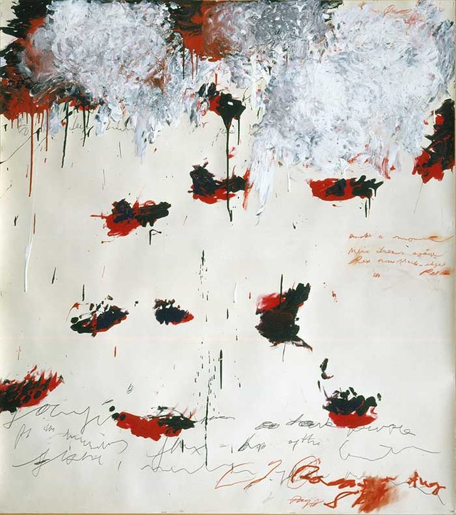 「Petals of Fire（炎の花弁）」 1989 年 144×128cm アクリル絵具、オイルスティック、色鉛筆、紙