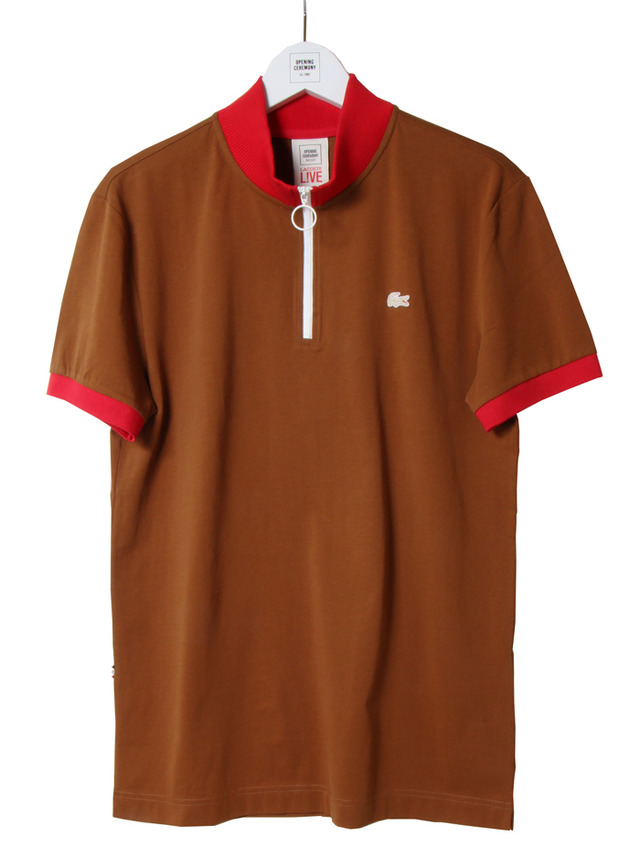 「ZIPPED POLO WITH CYCLIST COLLAR_brown&red」（1万6,000円）
