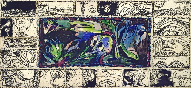 《肝心な森》　1981-84年　アクリル絵具/インク、キャンバスで裏打ちした紙　作家蔵