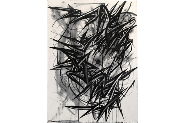 Enrico Isamu Oyama, FFIGURATI #20Acrylic-based aerosol, acrylic-based marker, graphite, pencil and sumi ink on unstretched canvas(H)3.37m x (W)2.45m2012