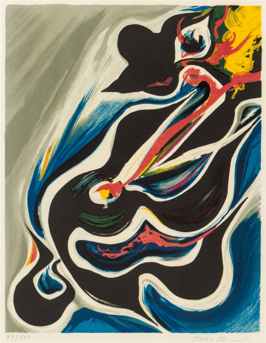 岡本太郎「挑み」（裂け目より） 1975年 リトグラフ ed.100部 50×39cm